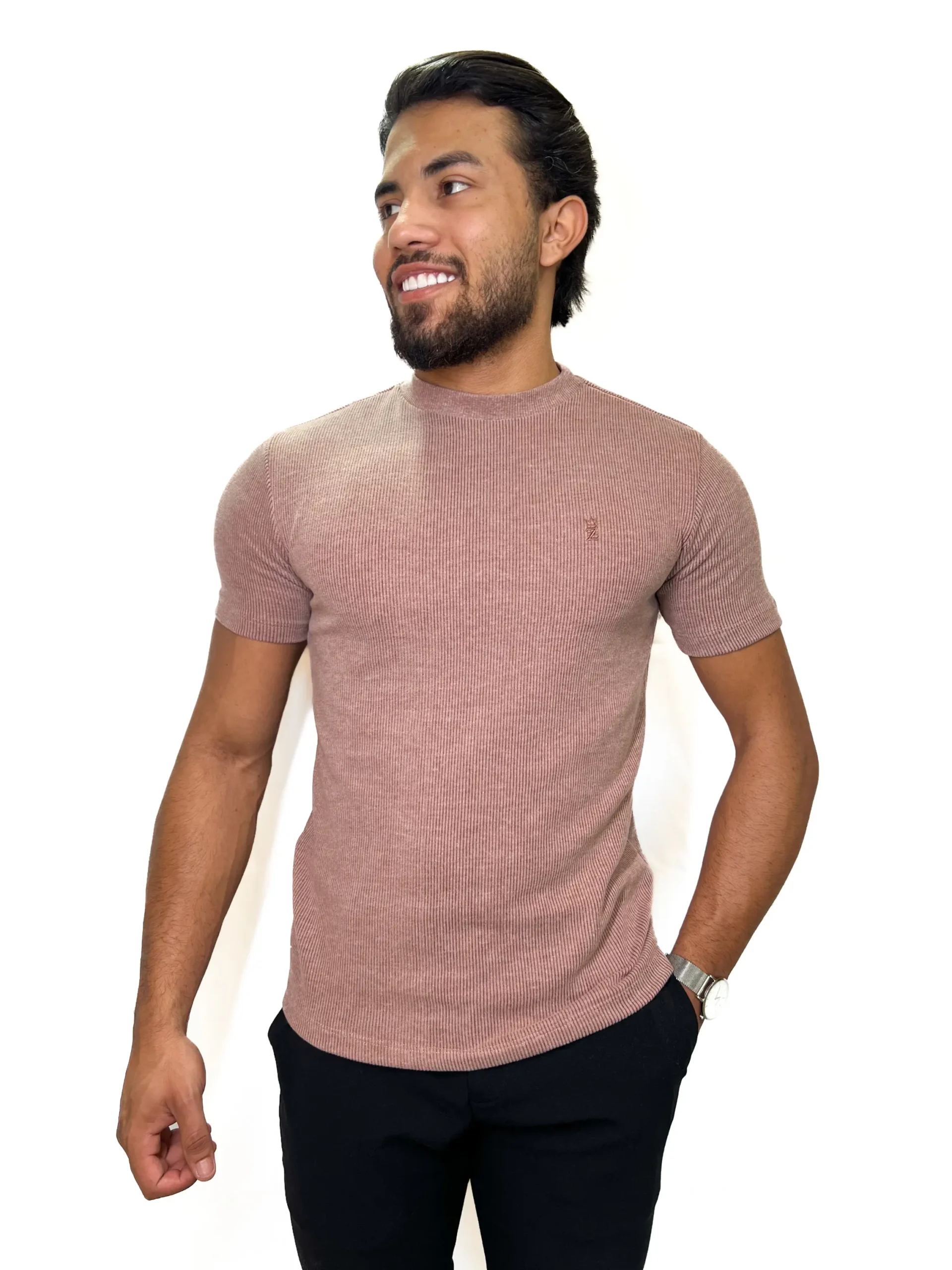 IMG_0616 T-shirt Gola Média Tricot Champy Zetsus Rosa Claro Algodão e Elastano - Imagem 1